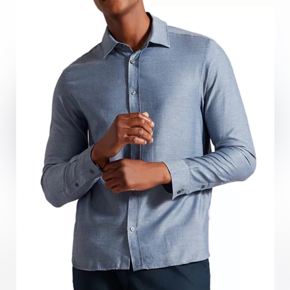 Ted Baker Chrotone Long Sleeve Herringbone Shirt Size 5 (XL)